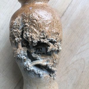 WONY LMT, JAPANESE CARVED VASE, MARKED, BANKO